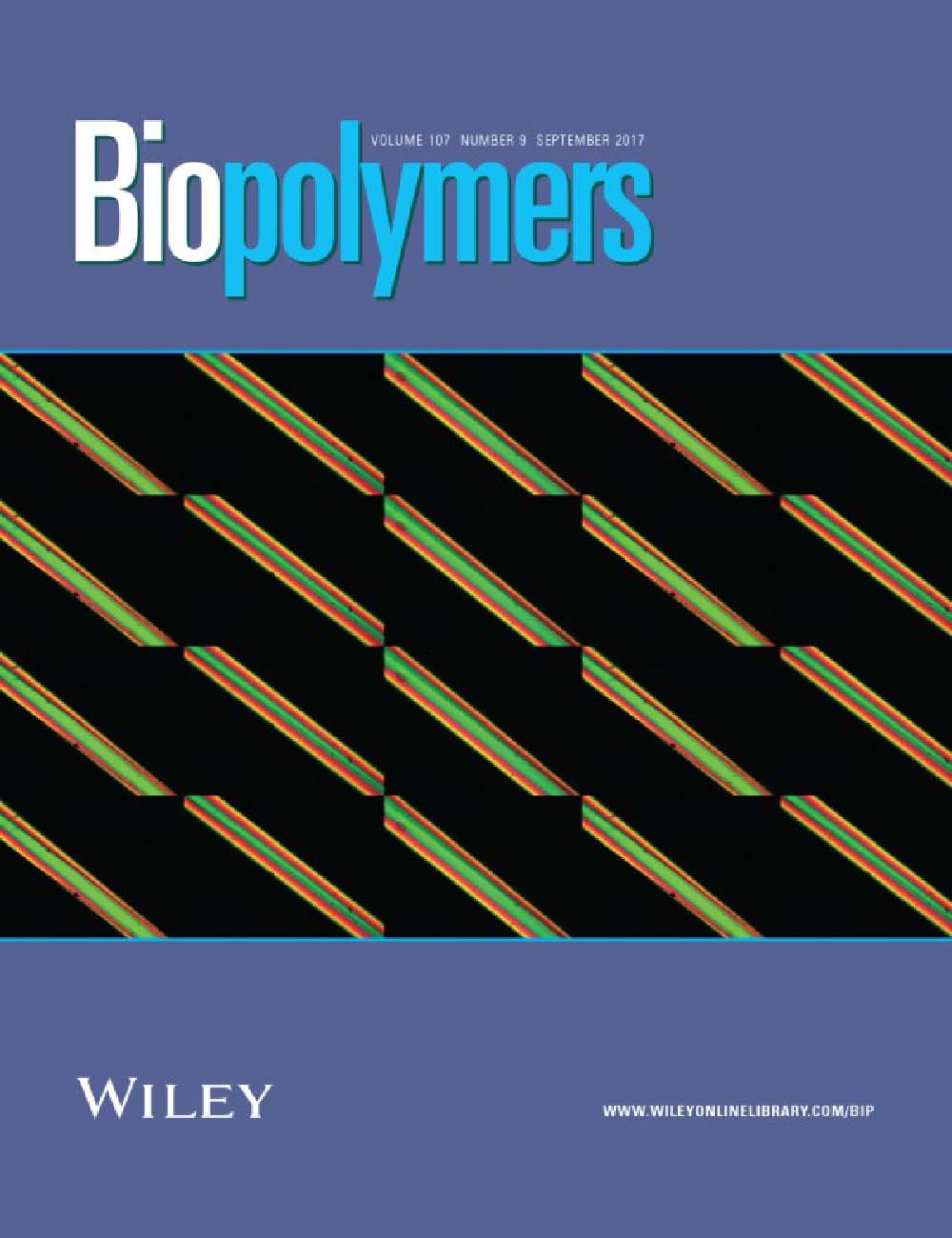 2016 Cover of Biopolymers, Volume 107, Issue 9